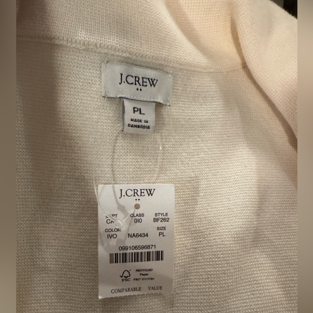 J. Crew Cream Women's Sweater Blazer w pockets. NWT Sz L petite - Picture 6 of 9